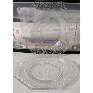 VTG Le Smith By Cracky Uranium/Vaseline Glass Plates‎ 8" X's 4
